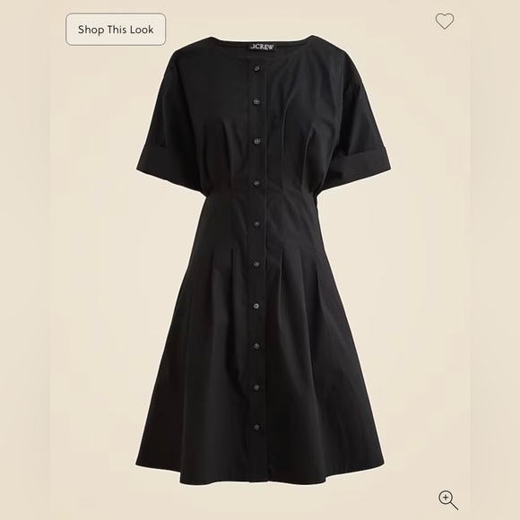 NWT J Crew Wren mini shirt-dress in cotton-blend poplin, black, size 12 - Picture 4 of 7